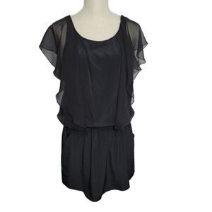 Maude ruffle detail black little dress